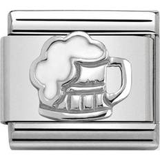 Nomination Classic Pint of Beer Charm - Silver/White
