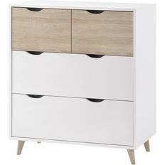 LPD Furniture Stockholm White/Oak Chest of Drawer 82x90cm