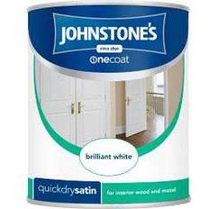 Johnstones One Coat Quick Dry Satin Metal Paint, Wood Paint Frosted Silver 0.75L