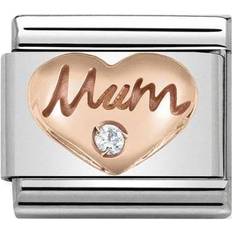 Transparent - Women Charms & Pendants Nomination Composable Classic Heart Link with Mum Charm - Rose Gold/Silver/Transparent