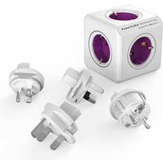 Gris Adaptadores de viaje allocacoc rewirable 4 changeable plugs purple