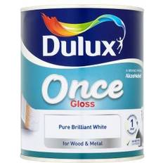 Paint on sale Dulux Once Gloss Wood Paint, Metal Paint White 2.5L