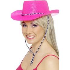 Roze Hoeden Smiffys Roze glitter carnaval verkleed cowboy hoed