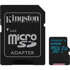 Kingston microsdxc canvas go Kingston Canvas Go! microSDXC Class 10 UHS-I U3 V30 90/45MB/s 64GB +Adapter