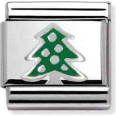Nomination Composable Classic Link Christmas Tree Charm - Silver/Green