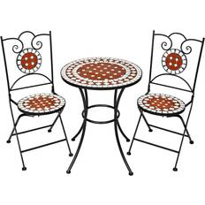 Set da Bistrot tectake Di Tavolo E Sedie Con Mosaico Ø 60 cm - Marrone Set da Bistrot, 1 Tavolo incluso 2 Sedie
