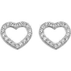 Topaz Earrings Hot Diamonds Striking Heart Silver Earrings w. White Topaz (DE535)