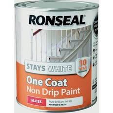 One coat gloss Ronseal Stays White One Coat Non Drip Wood Paint White 0.75L