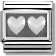 Nomination Composable Classic Link Double Heart Charm - Silver/Black
