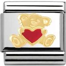 Nomination Composable Classic Link Teddy with Heart Charm - Silver/Gold/Red