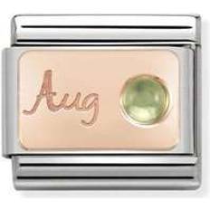 Peridot Berlocker & Hängen Nomination Composable Classic August Link Charm - Rose Gold/Silver/Peridot