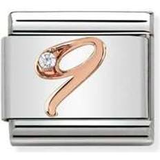 Nomination Composable Classic Link Number 9 Charm - Silver/Rose Gold/White