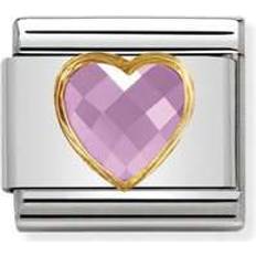 Nomination Classic Multifaceted Heart Link Charm - Silver/Gold/Pink