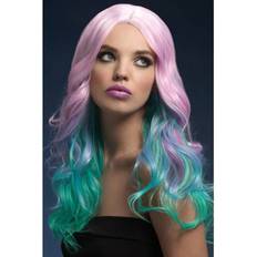 Green Long Wigs Fancy Dress Smiffys Fever Khloe Wig Rainbow