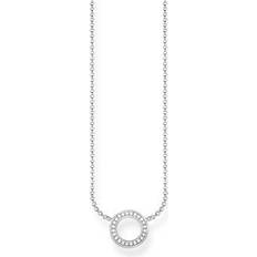 Silber Halsketten Thomas Sabo Circle Small Necklace - Silver/White