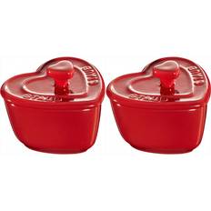 Staub Heart Set med lock 2 delar