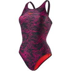 Speedo Boom Allover Muscleback Swimsuit - Black/Pink