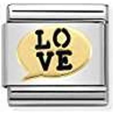 Nomination Composable Classic Link Black Love Charm - Silver/Gold/Black