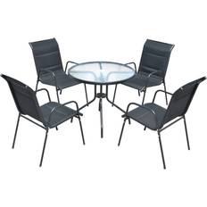 Empilable Ensembles repas de patio vidaXL 43318 Ensemble repas de patio, 1 Table incluse 4 Chaises