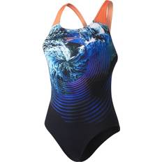 Speedo StormFlow Digital Powerback Swimsuit - Black/Blue