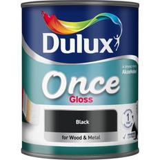 Dulux Once Gloss Wood Paint, Metal Paint Black 0.75L