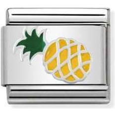 Nomination Composable Classic Pineapple Link Charm - Silver/Gold/Green