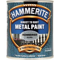 Hammerite Silver Paint Hammerite Direct to Rust Hammered Effect Metal Paint, Wood Paint Silver 0.75L