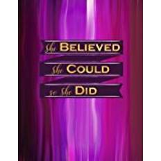 Books She Believed She Could, So She Did: Abstract Purple/Pink Marble (Ink) Stripes, Composition Notebook With An Inspirational Quote, 8.5x11 XL (Notebook College Ruled)