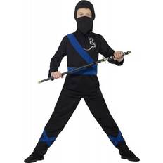 Rond de Wereld Feestjurken Smiffys Verkleedkostuum ninja zwart/blauw voor kinderen 145-158 (10-12 jaar)