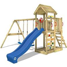 Wickey Parco giochi in legno MultiFlyer Tetto in legno Giochi da giardino con altalena e scivolo Casetta da gioco per l'arrampicata con sabbiera e scala di