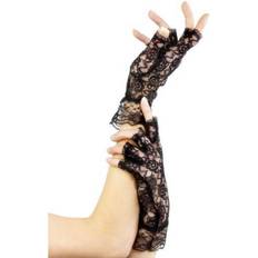 Smiffys Fingerless Lace Gloves Black