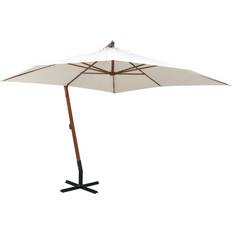 vidaXL Ombrellone Pensile 300x300 cm Palo in Legno Bianco 300cm