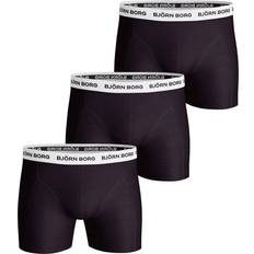 Björn Borg Unterwäsche Björn Borg Contrast Elastic Essential Shorts 3-pack - Black