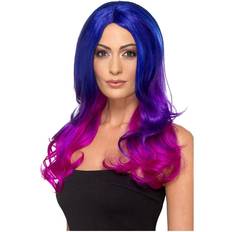 Smiffys Fashion Ombre Wig Wavy Long Blue & Pink