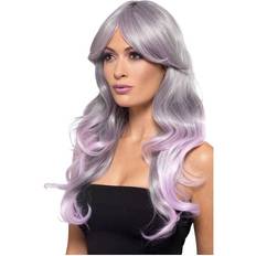 Grå Lange parykker Smiffys Fashion Ombre Wig Wavy Long Grey & Pastel Pink