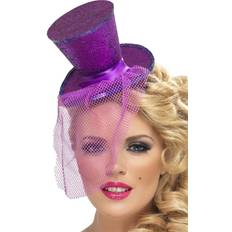 Purple Headgear Smiffys Fever Mini Top Hat on Headband Purple