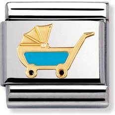 Nomination Composable Classic Link Blue Pram Charm - Silver/Gold/Blue