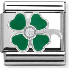 Jewellery Nomination Composable Classic Link Clover Charm - Silver/Green/Transparent