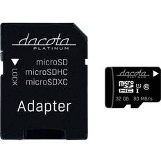 Dacota Platinum Hukommelseskort Dacota Platinum MM20 microSDHC Class 10 UHS-I U1 80MB/s 32GB +Adapter