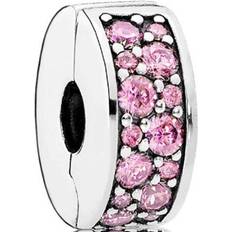 Riipuksia ja Riipuksia Pandora Pave Clip Charm - Silver/Pink