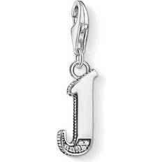 Thomas Sabo Charm Club Letter J Charm Pendant - Silver/Black/White