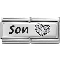 Swarovski Crystal - Women Charms & Pendants Nomination Composable Classic Double Link Son Charm - Silver/White