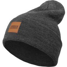 Braun Mützen Urban Classics Leatherpatch Long Beanie - Charcoal