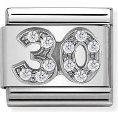 Stainless Steel Charms & Pendants Nomination Composable Classic Number 30 Link Charm - Silver/ White