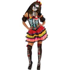 Women Fancy Dress Rubies Day of the Dead Senorita Ladies Skeleton Costume