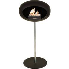 Blanco Chimeneas de Etanol Le Feu White Ground Steel Bioethanol Fireplace Freestanding Fire, Silver Base Plate with Steel Silver Pole