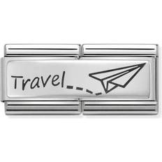 Acier Inoxydable Breloques et Pendentifs Nomination Composable Classic Travel Double Link Charm - Silver/Black