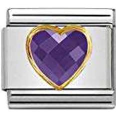 Nomination Composable Classic Multifaceted Heart Link Charm - Silver/Gold/Violet