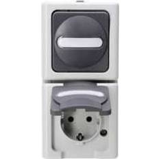 Blauw Wandcontactdozen Kopp Grey 2 Gang Plug Socket 16A