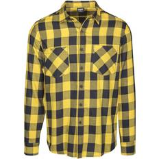 Gelb - Herren Hemden Urban Classics Checked Flanell Shirt - Black/Honey